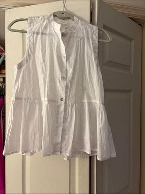 Lightweight White Sleeveless Button-Front Peplum Blouse by A New Day